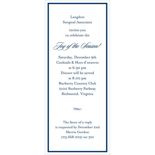 Navy Fine Lines Invitations